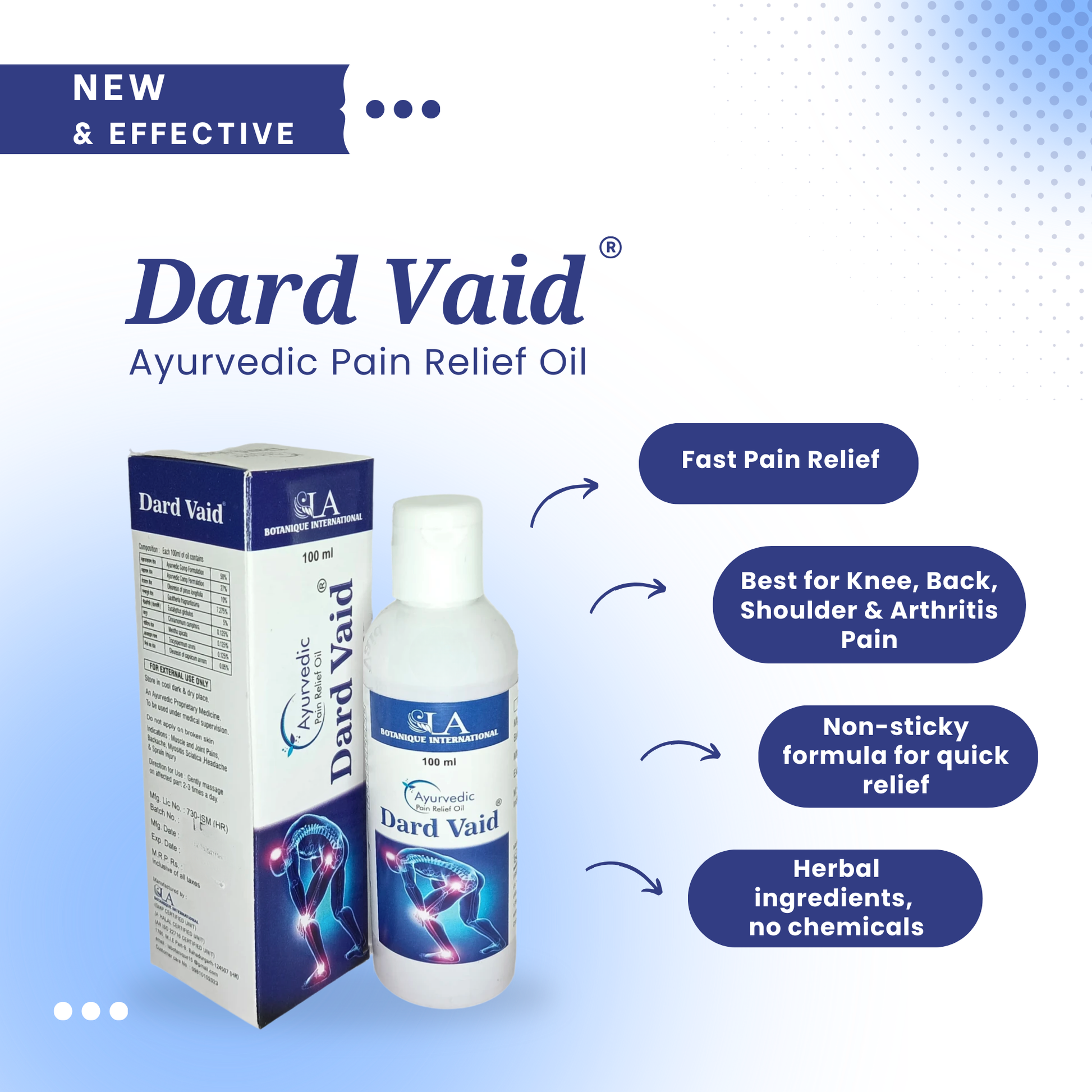 DARD VAID Pain Relief Ayurvedic Oil - 100ml | for Back, Knee, Legs, Shoulder, Muscle and Body pain
