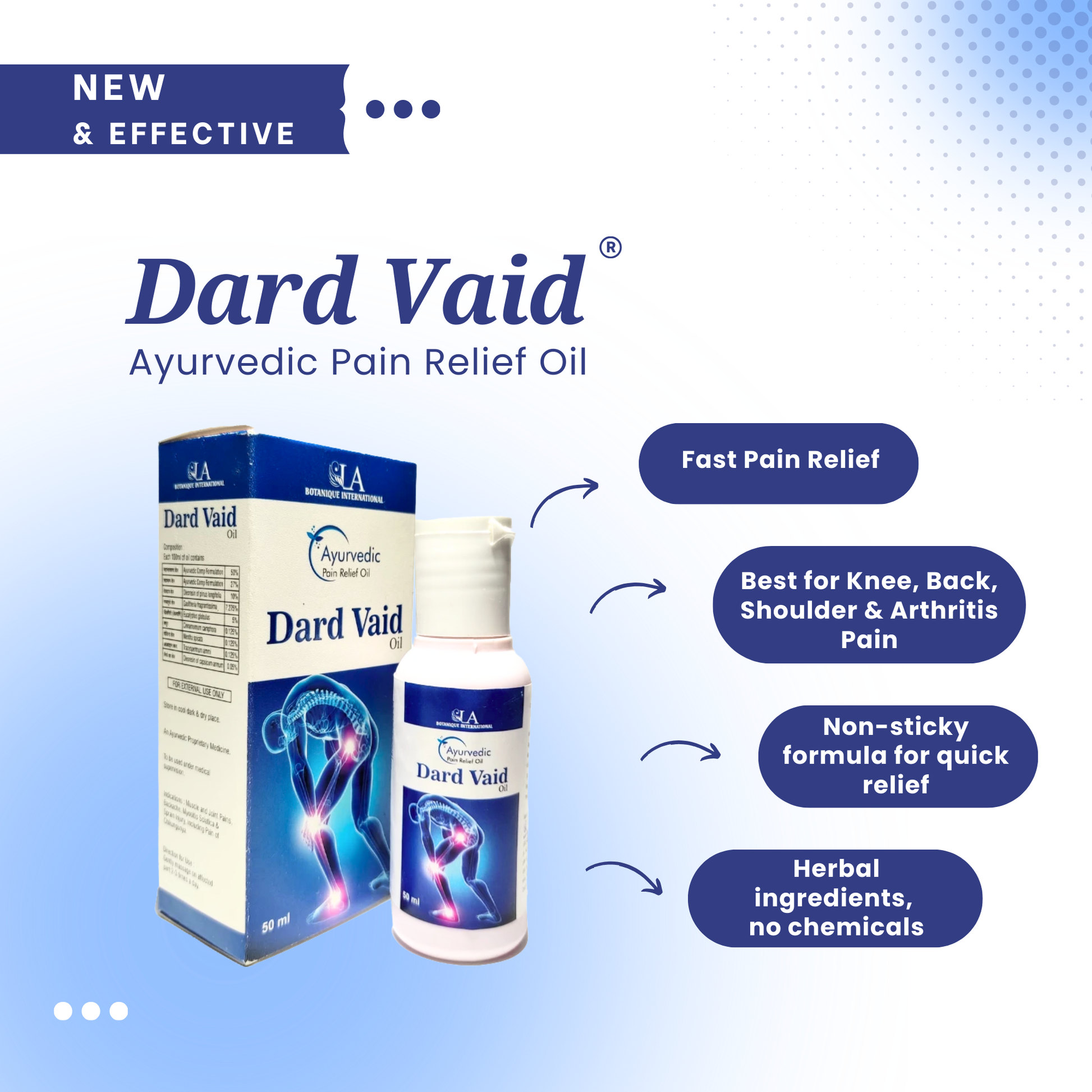 DARD VAID Pain Relief Ayurvedic Oil - 50ml | for Back, Knee, Legs, Shoulder, Muscle and Body pain
