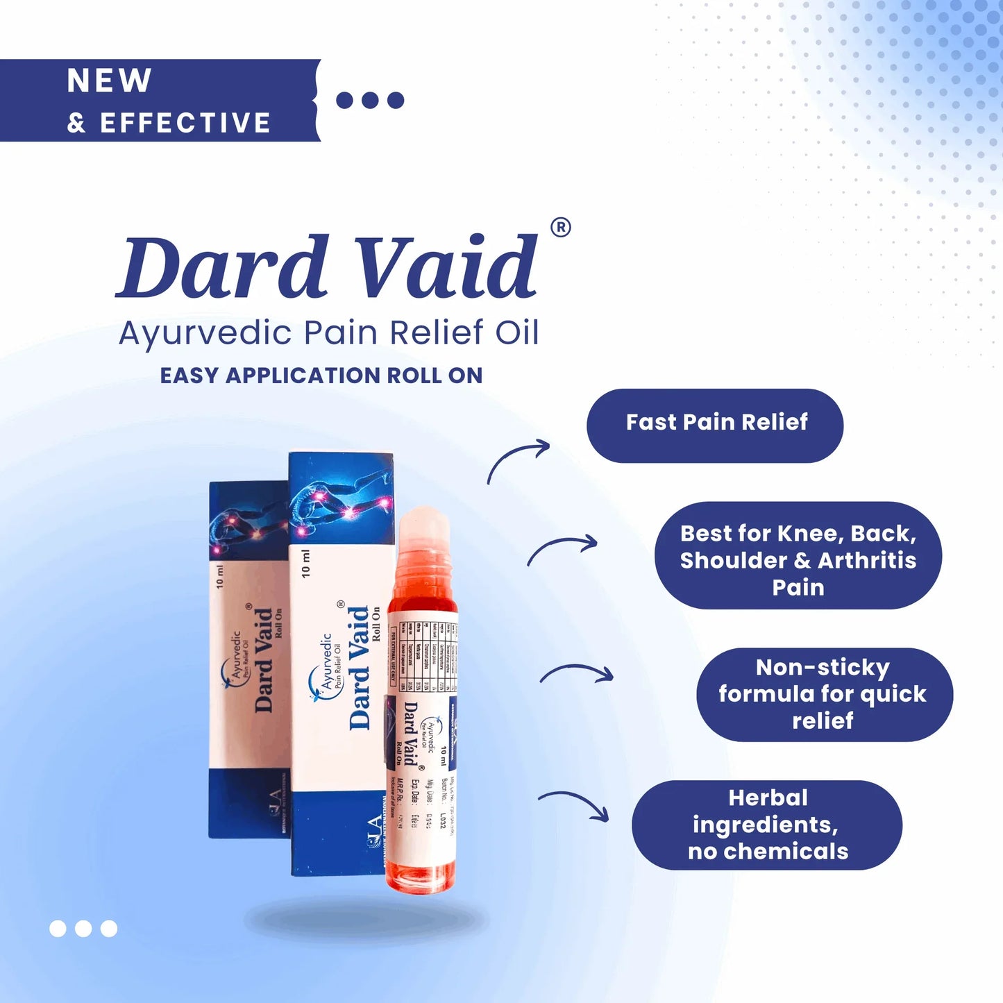 Dard Vaid pain relief Roll On (10ml)- Pack of 12 - La Botanique 