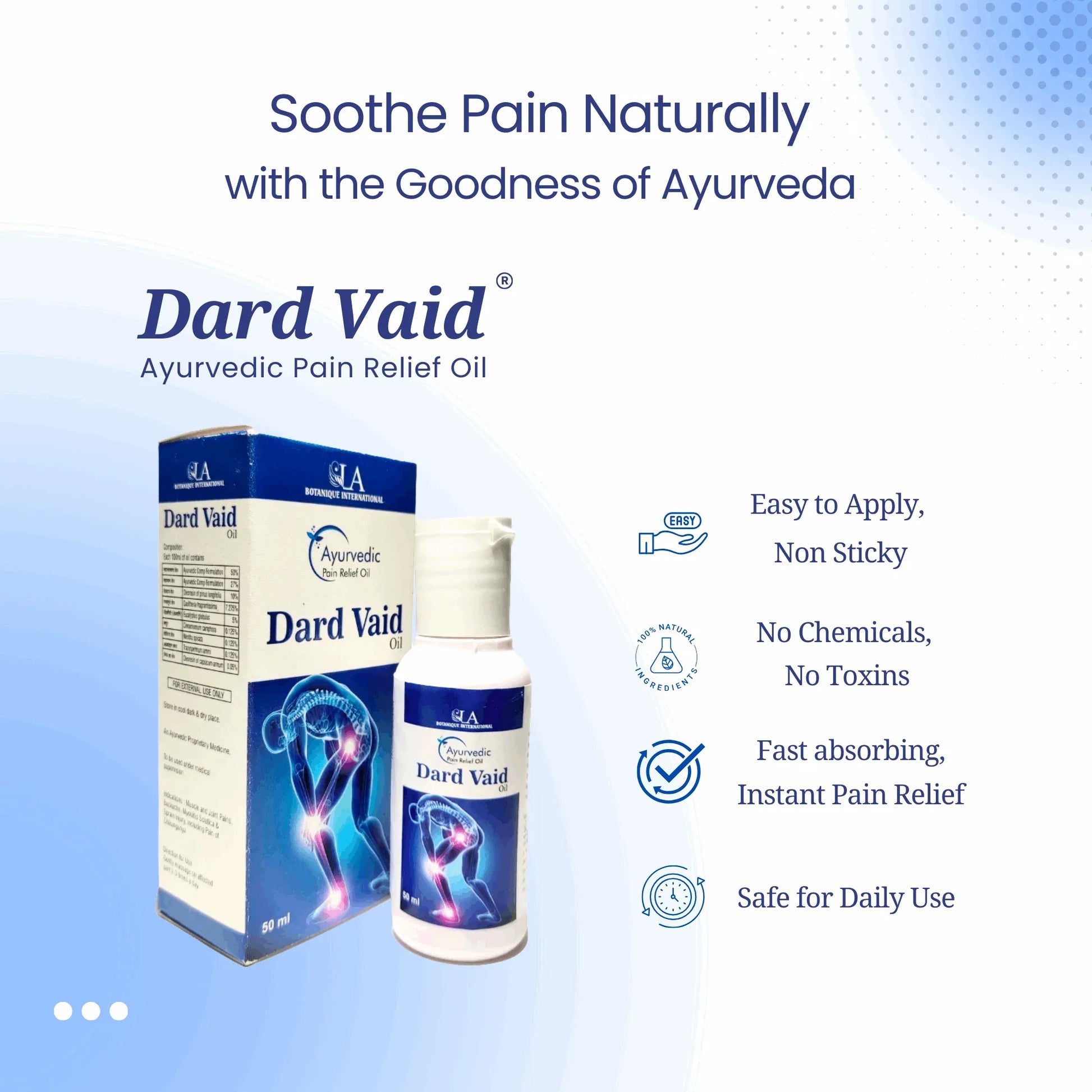 DARD VAID Pain Relief Ayurvedic Oil - 50ml | for Back, Knee, Legs, Shoulder, Muscle and Body pain - La Botanique 